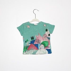 Zara Baby Green Graphic Tee sz 9/12 mos.